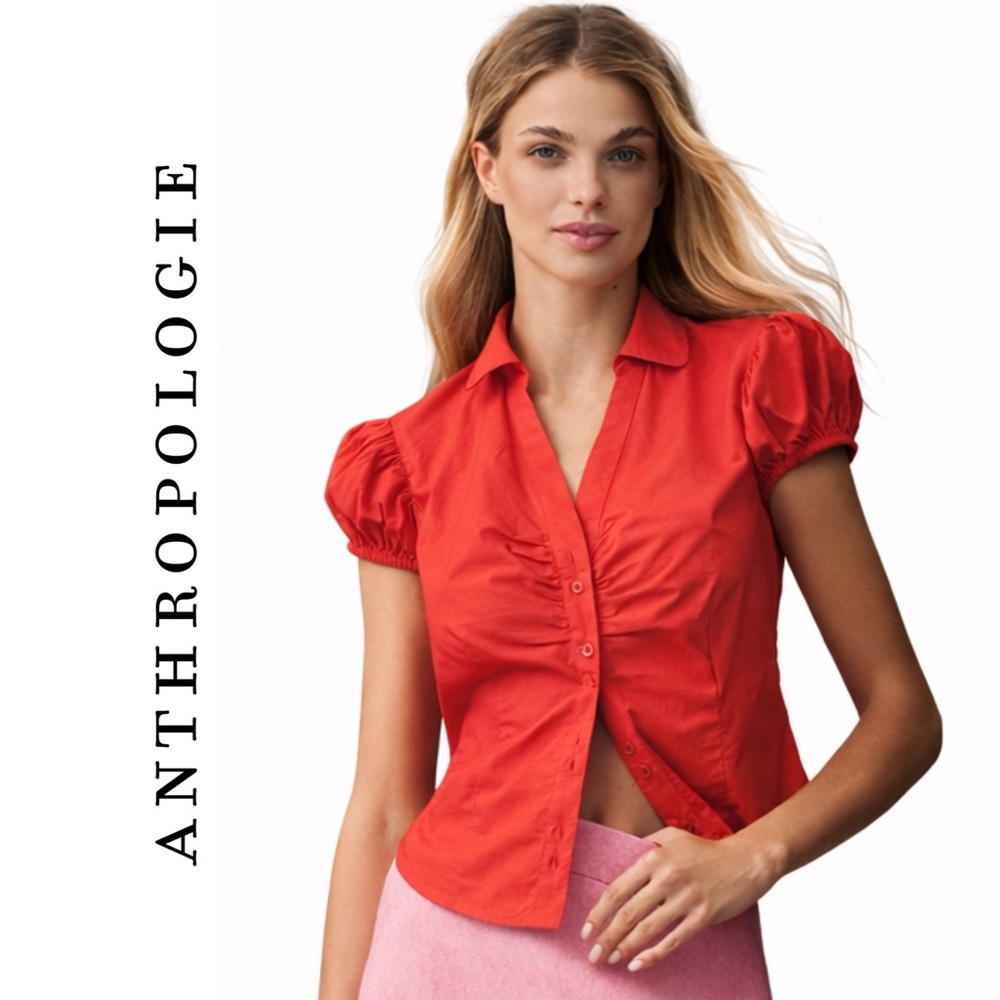 Anthropologie Maeve Puff-Sleeve Blouse